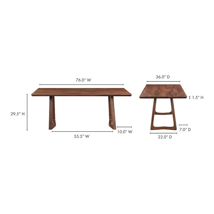 Moe&rsquo;s Silas Dining Table Walnut Brown