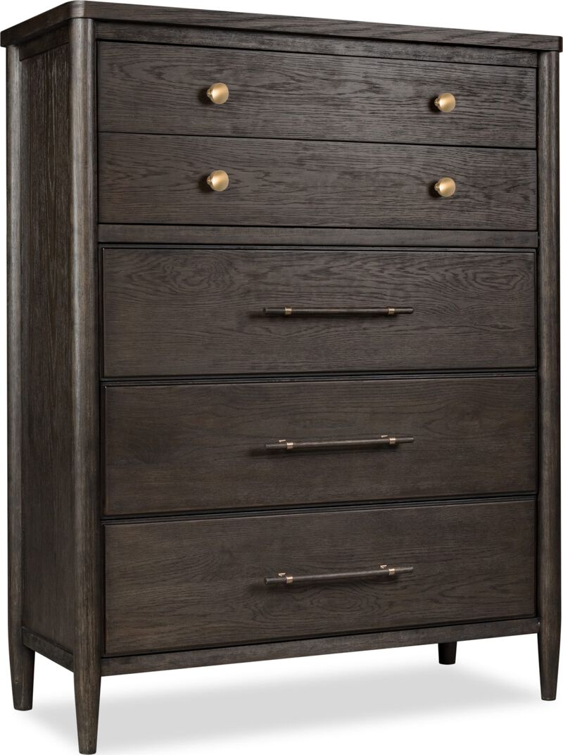 Rockport Five Drawer Oak Wood Chest in Yin