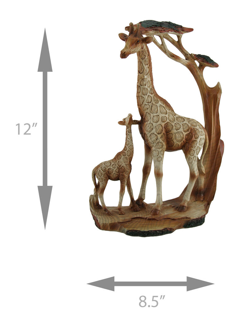 Giraffe Family Carved Wood Look Resin Statue image number 3
