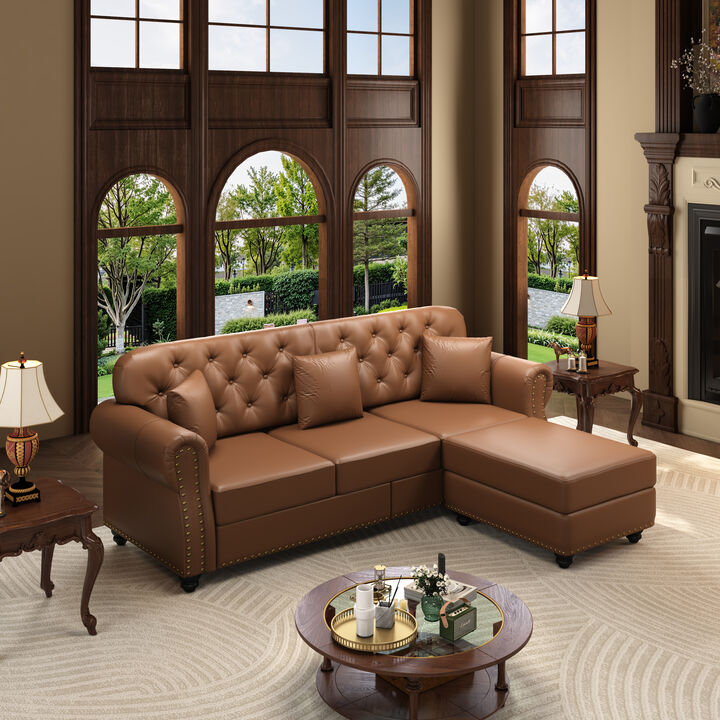 Viltux 82.6"Upholstered Faux Leather Sectional