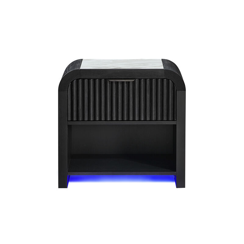 Beckett White Black LED Nightstand with Cooler image number 0