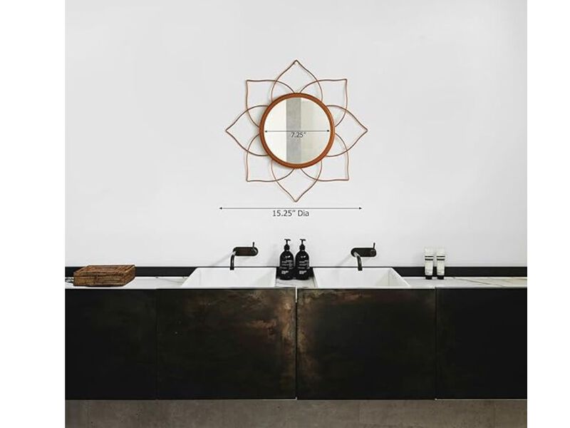 12.25" Rose Gold Flower Wall Mirror &ndash; Metal Frame Accent for Entry