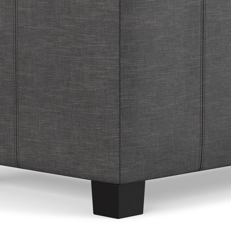 Dover 36 inch Wide Contemporary Rectangle Storage Ottoman Bench in Slate Grey Linen Look Fabric, Assembled image number 9