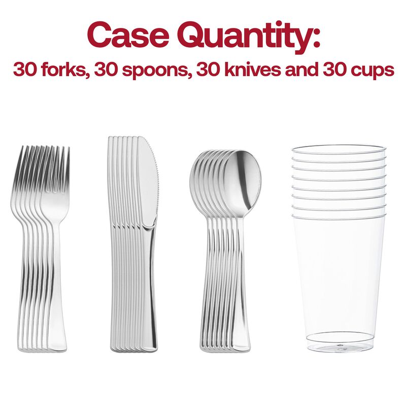 Silver Plastic Cutlery and Cup Set (120 Sets) image number 3