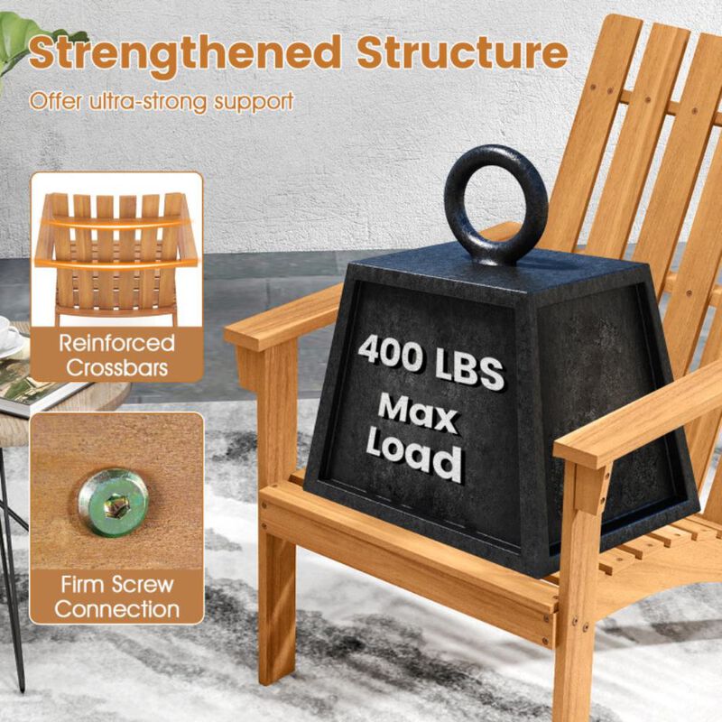 Hivvago Acacia Wood Patio Adirondack Chair with Inclined Seat and High Backrest for Porch image number 4