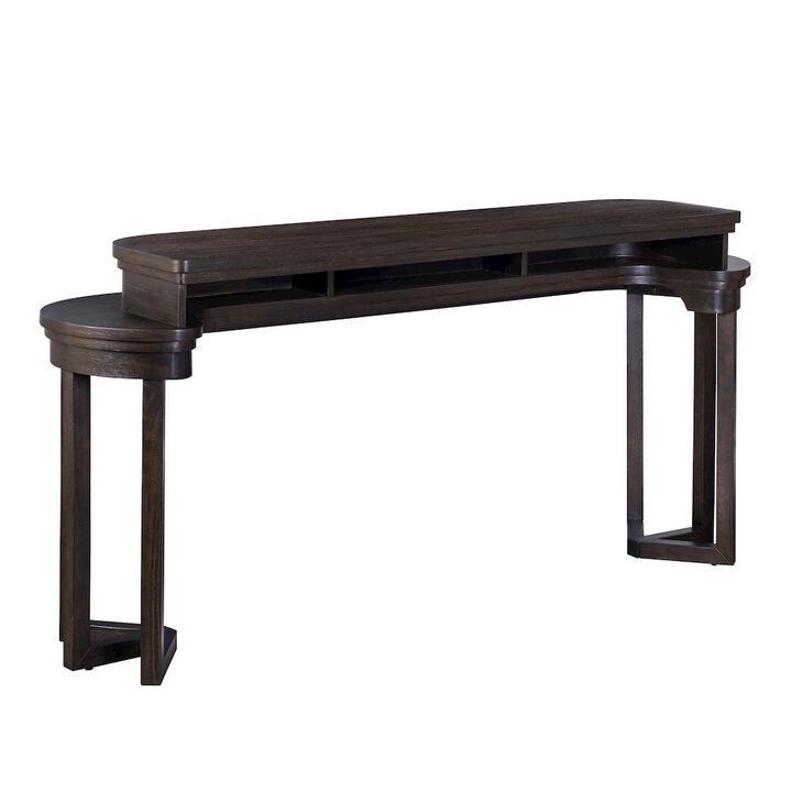 Liberty Furniture Living Room Console Bar Table - AC USB Charging Station  - Peppercorn Oak Wood