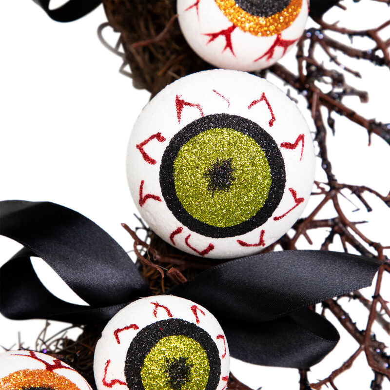 Eyeballs and Spiders Halloween Twig Wreath  24-Inch  Unlit image number 4