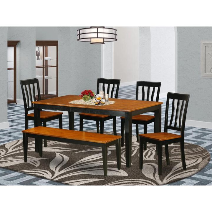 6 PC Kitchen Table set-Dining Table and 4 Dining Chairs plus a bench