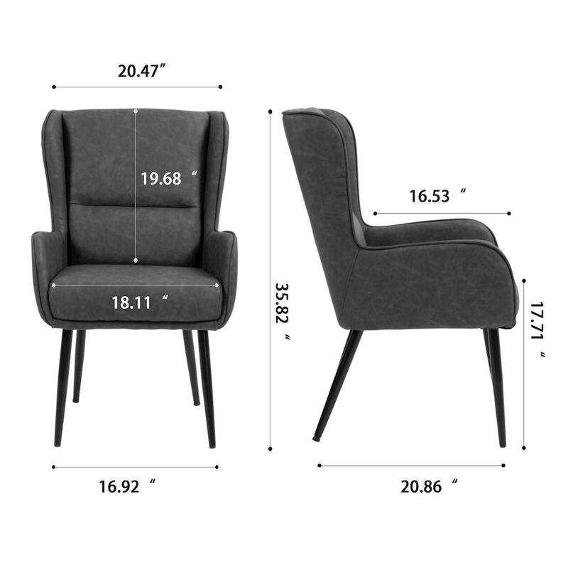 Glamour Home Benning Brown Vintage Faux Leather Accent Chair with Black Iron Legs