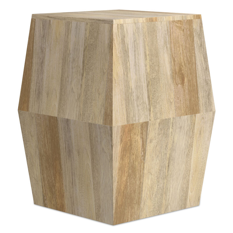 Terry SOLID MANGO WOOD 16 inch Wide Irregular Contemporary Side Table in Natural, Fully Assembled