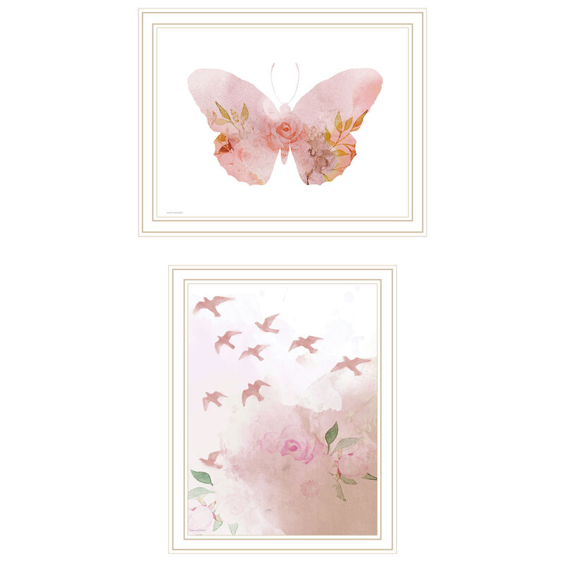HomeRoots Set Of Two Meadow Floral Botanical  White Framed Wall Art image number 2