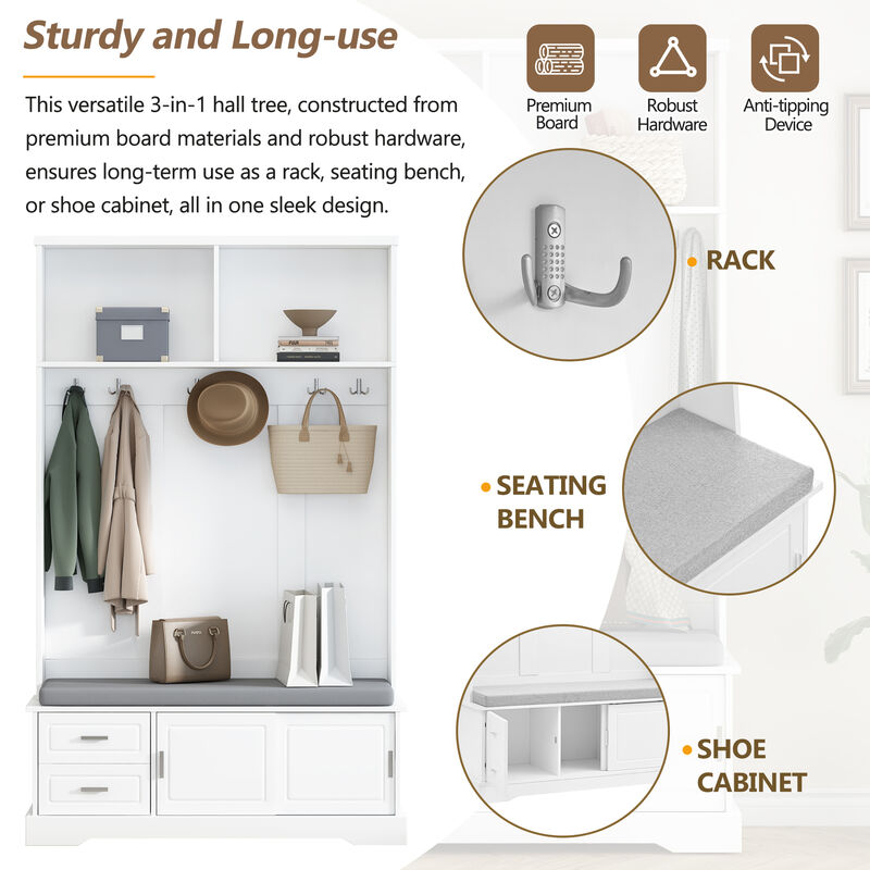 Merax Versatile Coat Rack Hall Tree with Sliding Doors