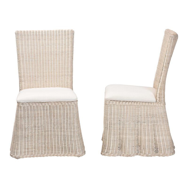 bali & pari Sara Natural Rattan 2-Piece Dining Chair Set - Handwoven Wicker Accent Chair with Scalloped Skirt Base and Tall Backrest image number 2