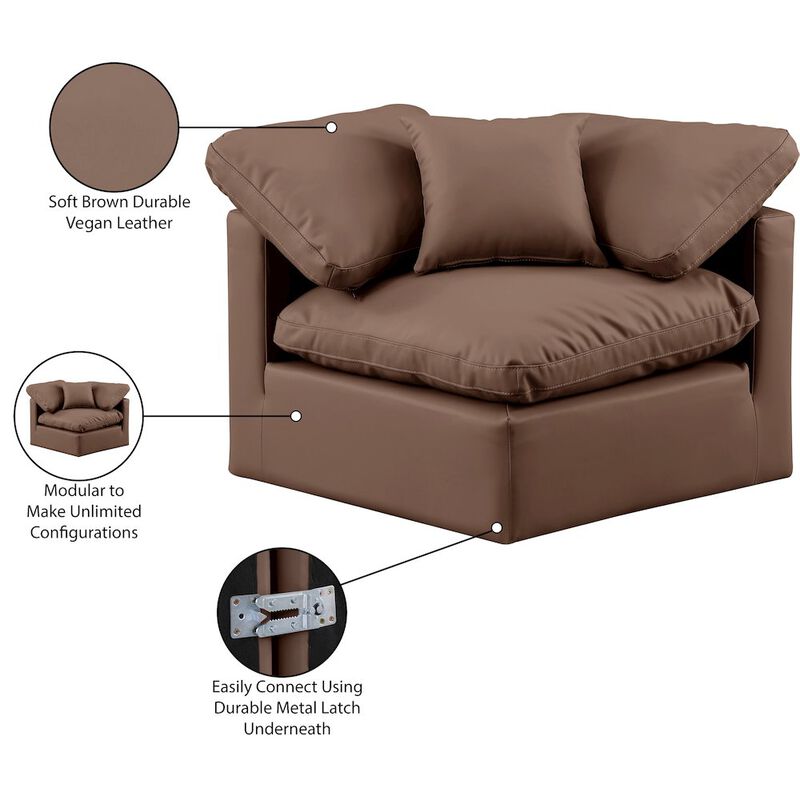 Meridian Furniture Indulge Brown Vegan Leather Corner Chair