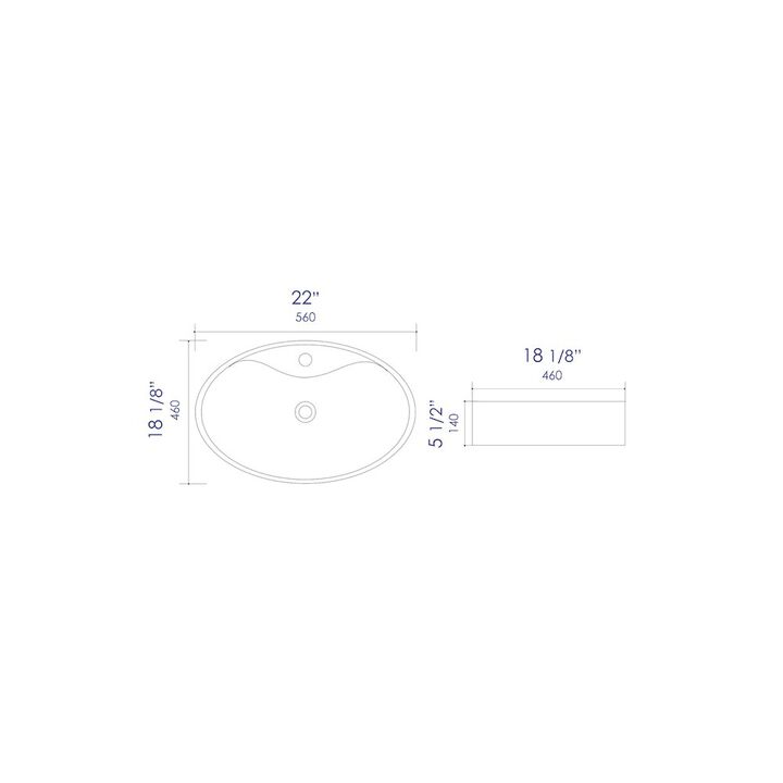 ALFI brand White 22 Oval Above Mount Ceramic Sink with Faucet Hole