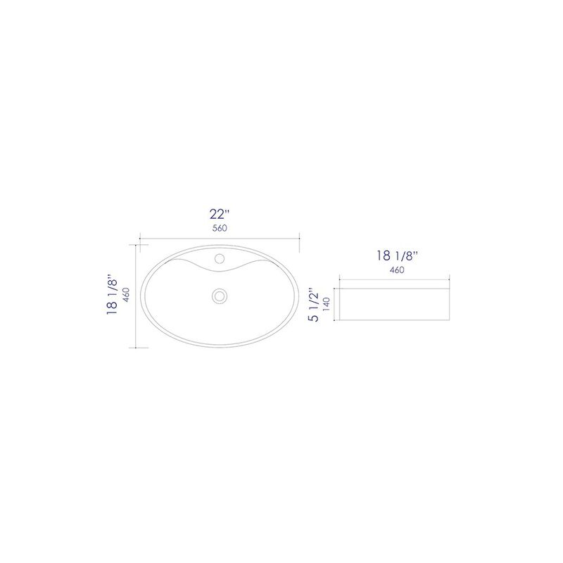 ALFI brand White 22 Oval Above Mount Ceramic Sink with Faucet Hole image number 1