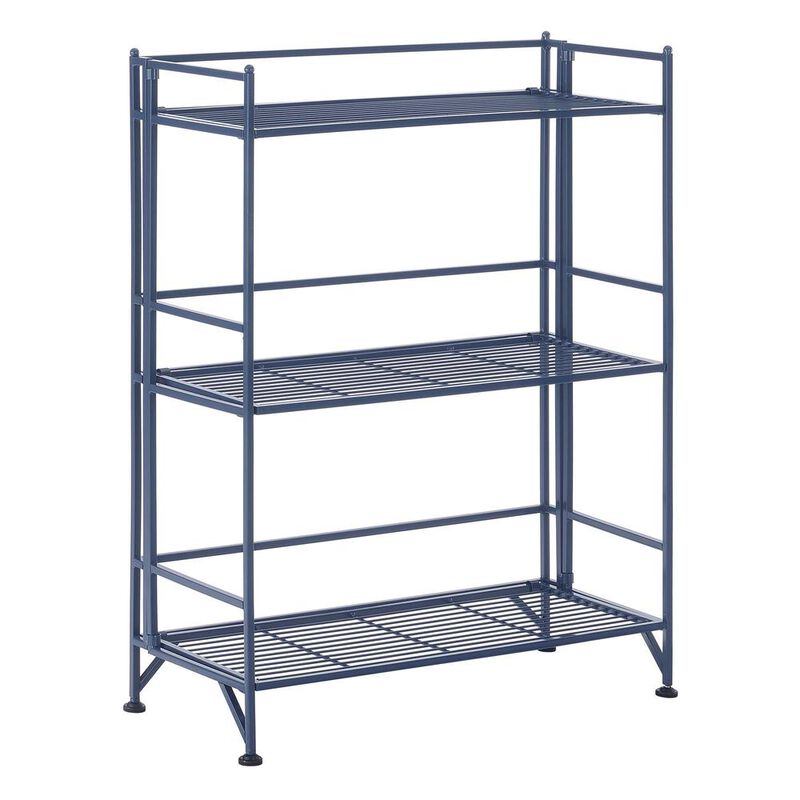 Convenience Concepts Xtra Storage 3 Tier Wide Folding Metal Shelf Cobalt Blue image number 0