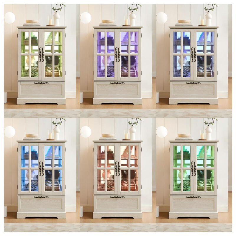 Bopfud LED Lighted Curio Display Cabinet image number 7