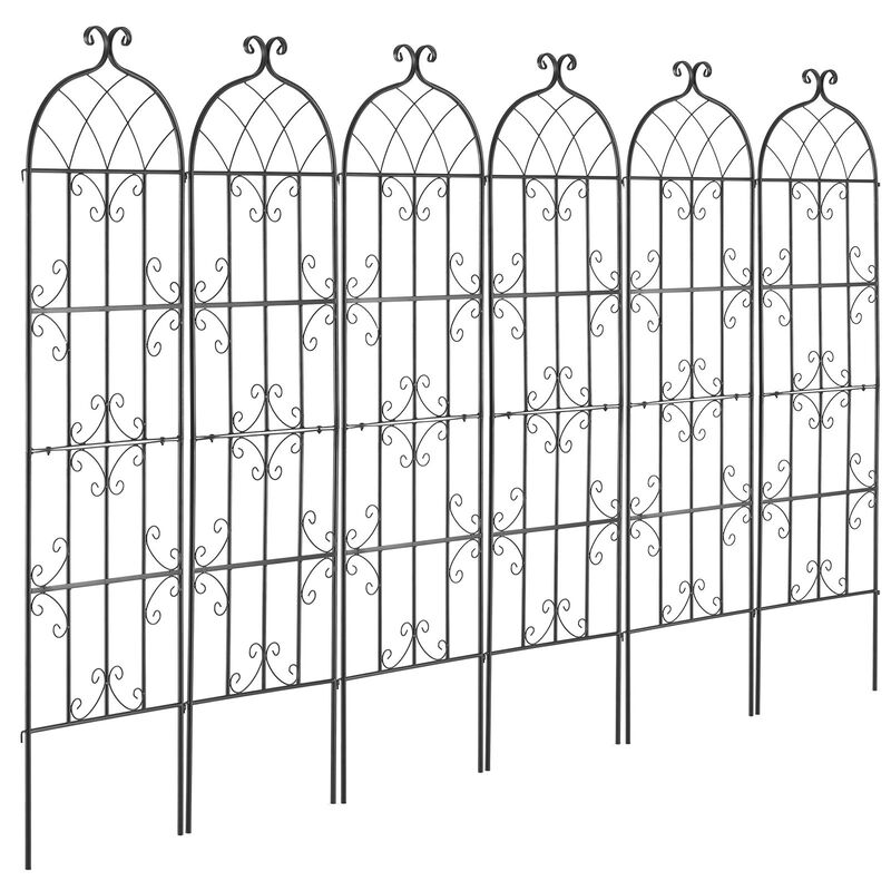 Outdoor Metal Garden Trellis Set of 6 for Climbing Plants, Flowers, Vegetables Support-Black image number 7