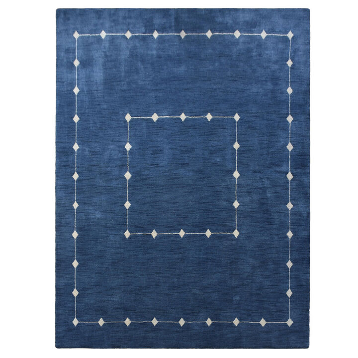 RUGSOTIC CARPETS HAND KNOTTED LOOM WOOL ECO-FRIENDLY AREA RUGS  - Rectangle, Geometric Modern Design, High Pile Thick Handmade Anti Skid Rugs for Living Room (L00532)