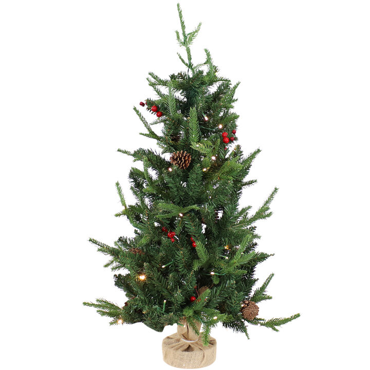 Sunnydaze Natural Noel Indoor Pre-Lit Artificial Christmas Tree - 3 ft