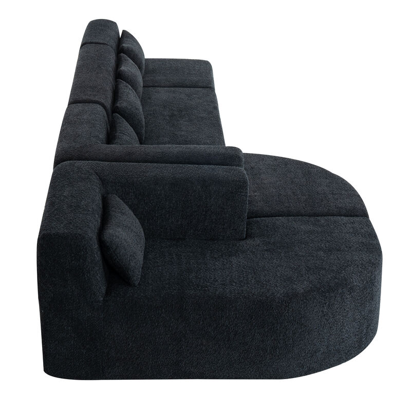 Merax Boucle Fabric Upholstered Sofa Couch with Chaise Lounge
