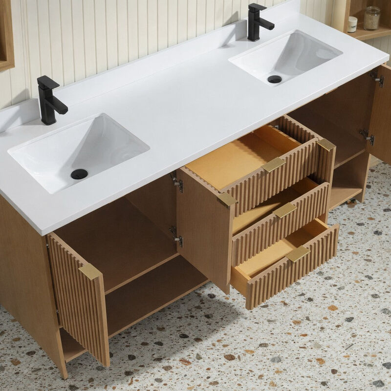 Diego 72" Bathroom Vanity Oak image number 3