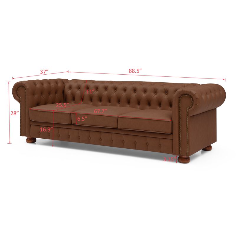 Zurpid Classic Chesterfield Sofa image number 9