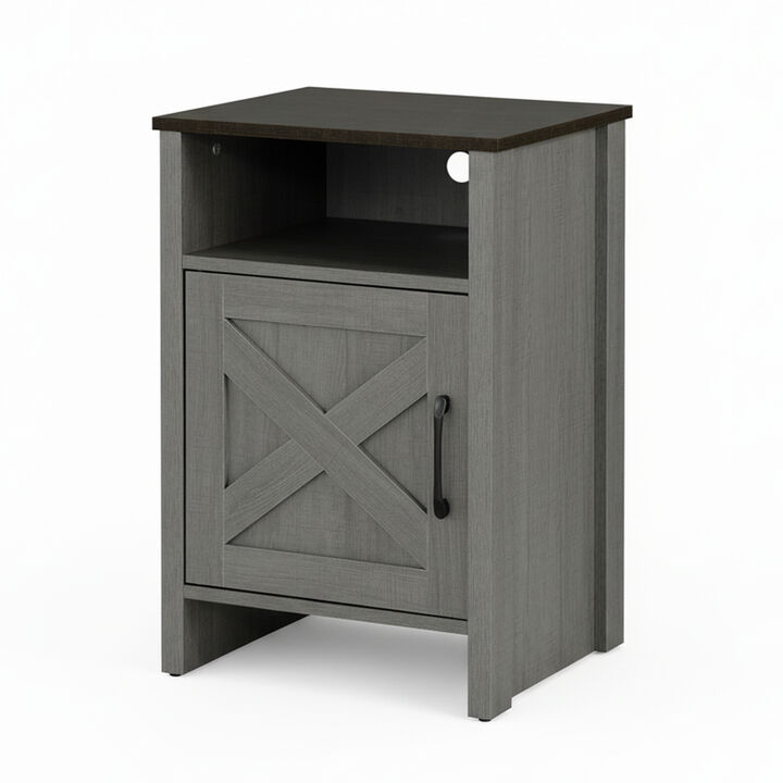 Farmhouse Side Storage Cabinet with Open Shelf Side Tabel for Living Room Bedroom
