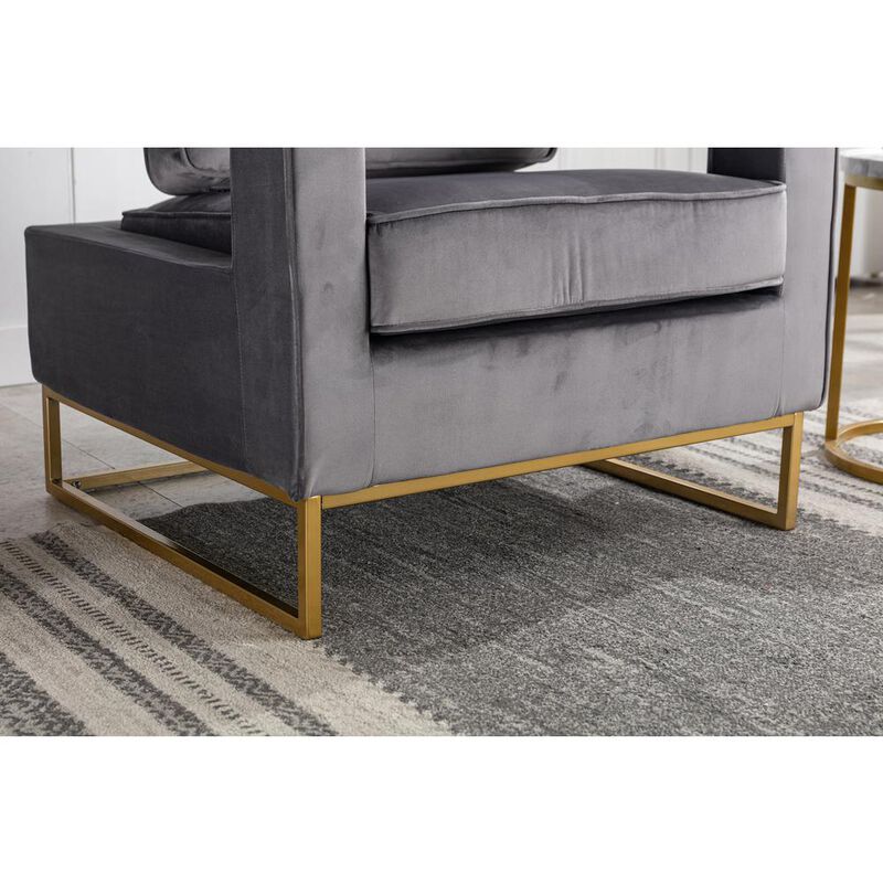 Carolina Chair & Table Adadon Velvet Upholstered Armchair - Gray