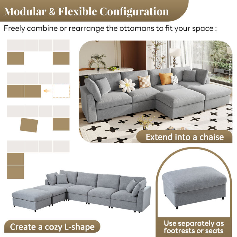 Spudmo 128" Large U-Shaped Sectional Sofa image number 4