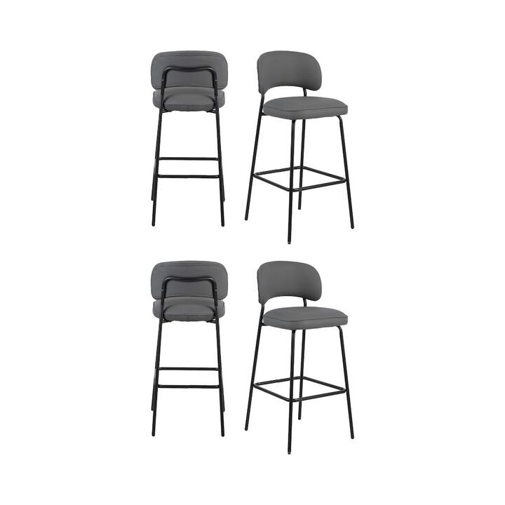 New Classic Furniture Blythe Vegan Leather Bar Chair in Gray (Set of 4)