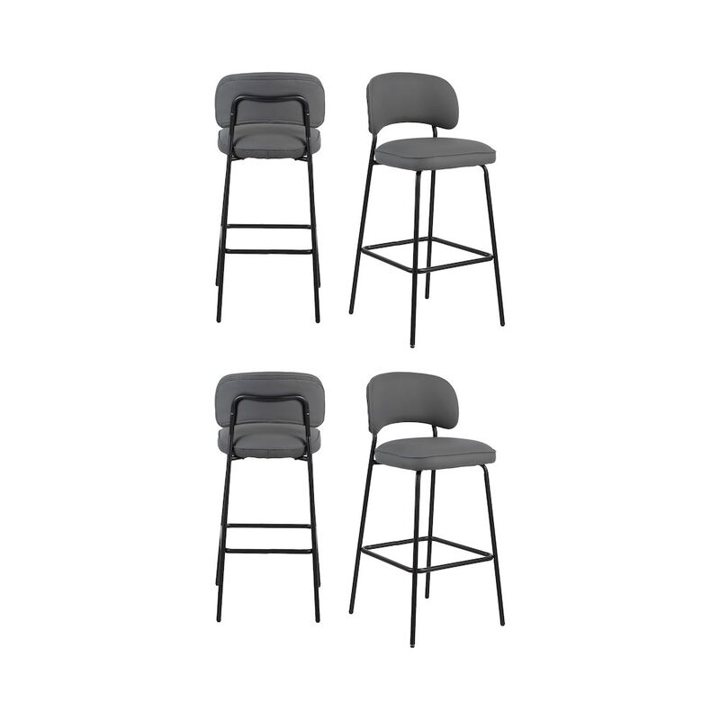 New Classic Furniture Blythe Vegan Leather Bar Chair in Gray (Set of 4)