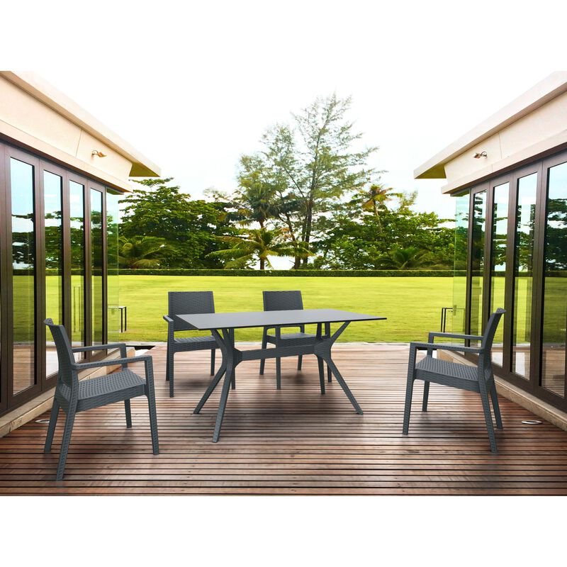 55" White Solid Rectangular Patio Dining Table