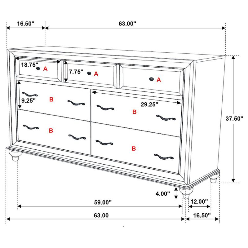 Coaster Co. of America Barzini 7-drawer Dresser White image number 1