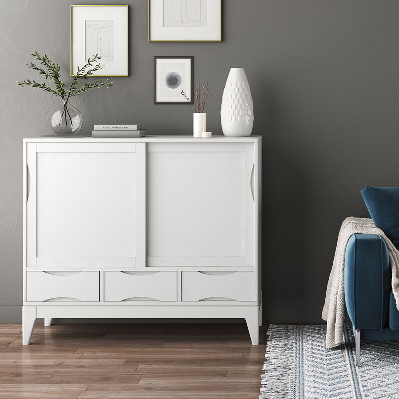 Harper 48 inch Wide Solid Hardwood Mid-Century Modern Medium Storage Cabinet in White image number 1