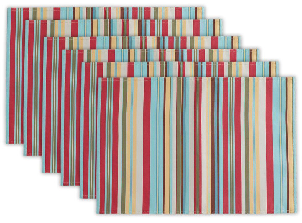 Set of 6 Vibrantly Colored Stripe Pattern Rectangular Placemats 13” x 19”