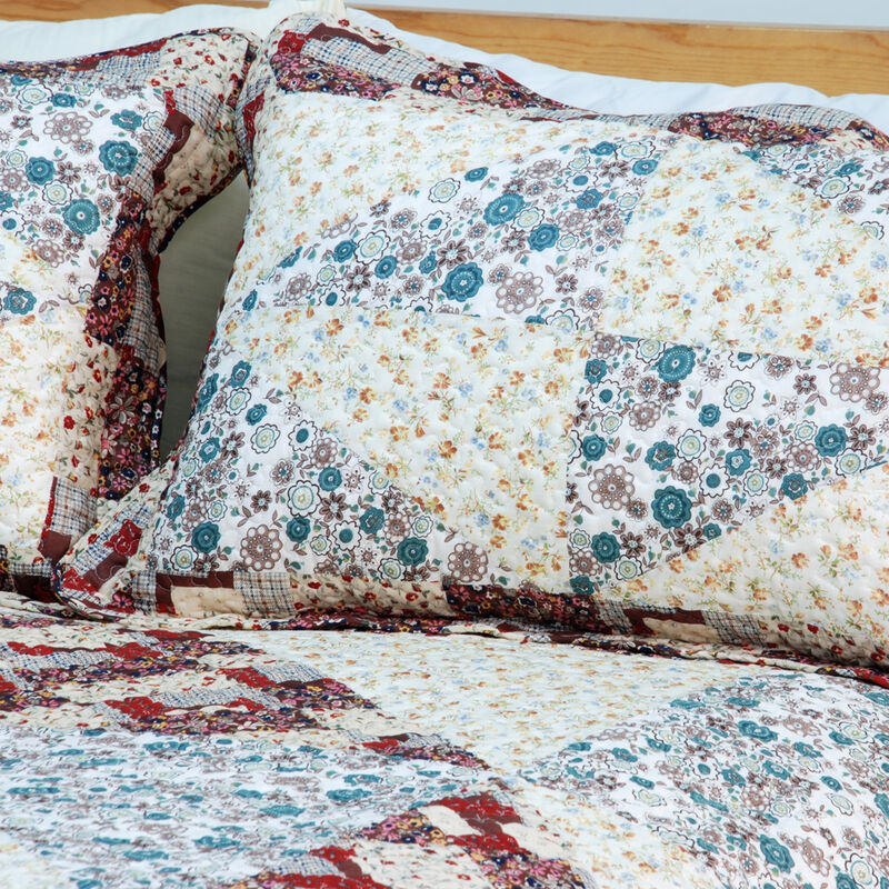 Floral Journey 2 Piece Cotton Floral Quilt Set Soft Quilted Twin Bedding image number 3
