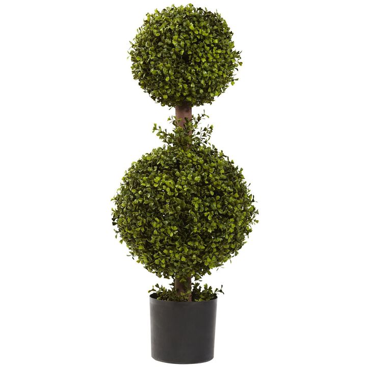 Nearly Natural 35-in Double Boxwood Topiary