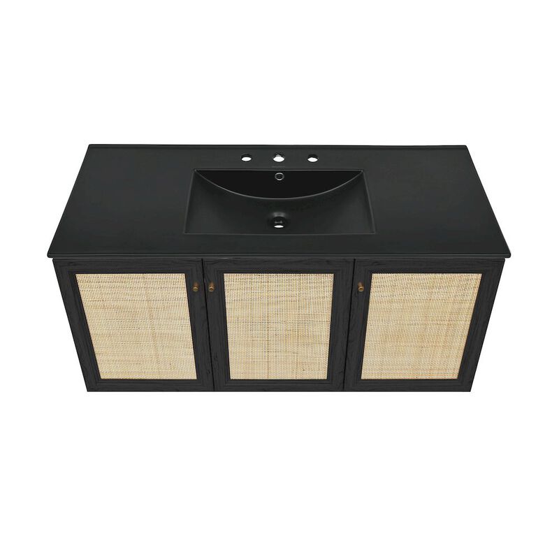 48" Wall-Mounted Bathroom Vanity with 3-Hole Widespread Sink Top image number 2