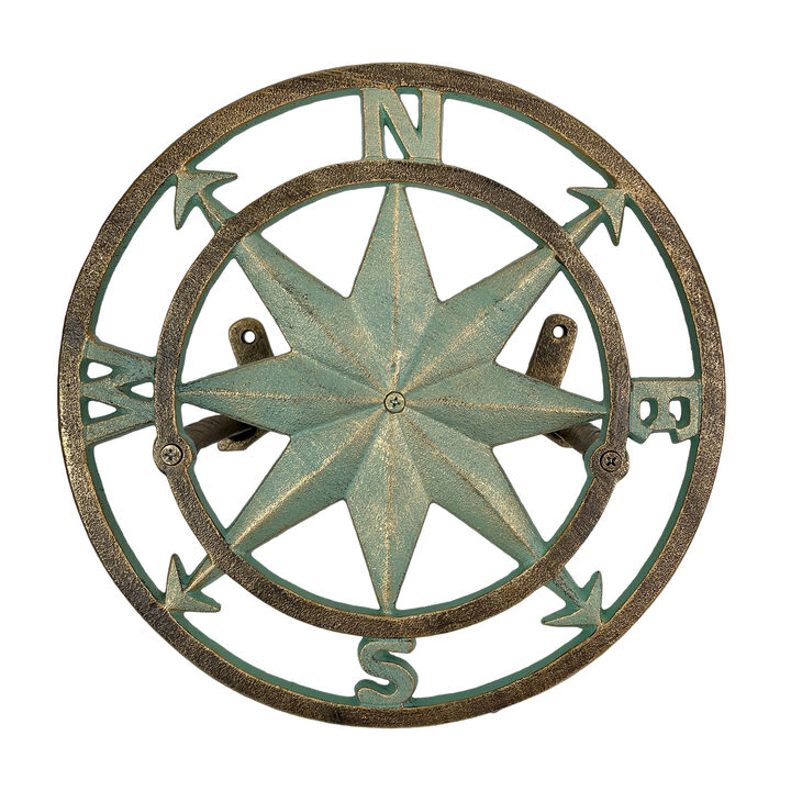 Cast Iron Compass Wall Mounted Decorative Hanging Garden Hose Holder