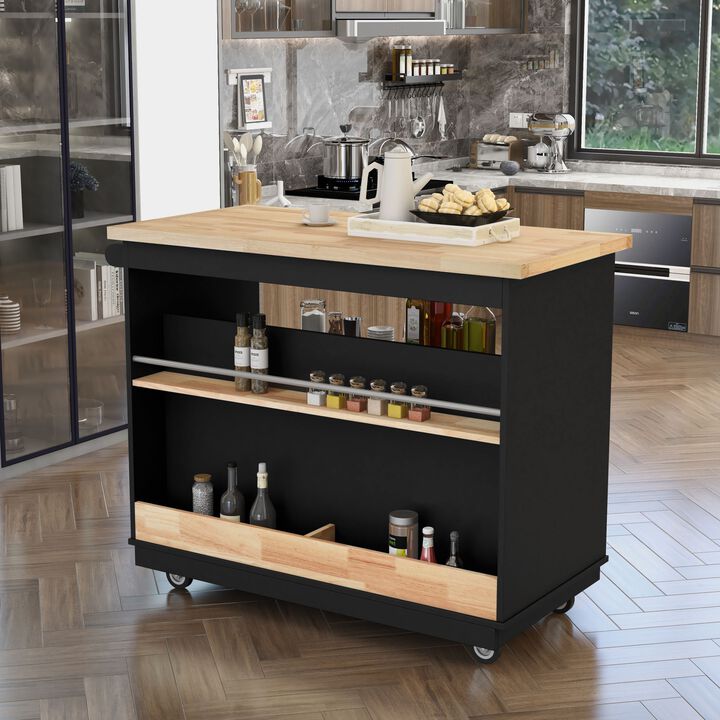 Merax Multipurpose Kitchen Cart Cabinet with Side Storage Shelves