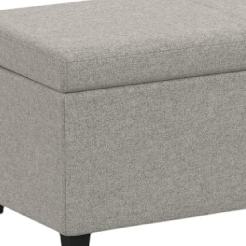 HomeRoots 54" Fawn and Dark Brown Faux Linen and Solid Wood Upholstered Storage Bench With Flip Top image number 5