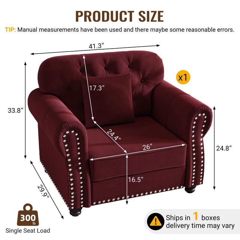 Pidrum Modern Chesterfield Accent Chair image number 6