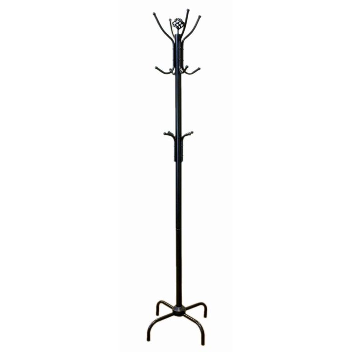Hivvago Two Tier Black Metal Coat Rack Hat Rack For Stylish Entryway Storage