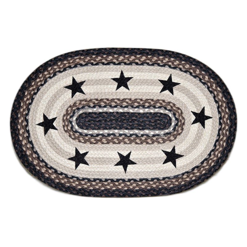 Earth Rugs Op-313 Black Stars Oval Patch 4 Feet X 6 Feet image number 0