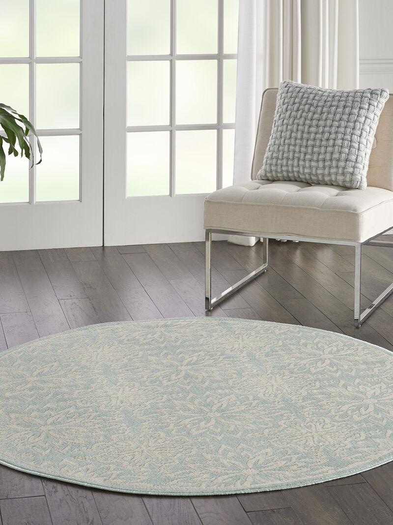 Jubilant JUB06 Ivory/Green 5'3" x Round Rug