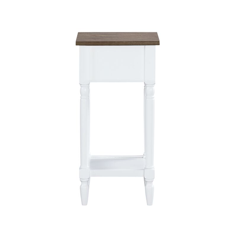 Convenience Concepts French Country Khloe 1 Drawer Accent Table with Shelf, Driftwood/White