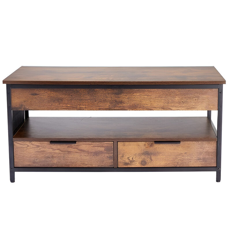 Coffee Table with Charging Station & USB & LED Light for Living Room