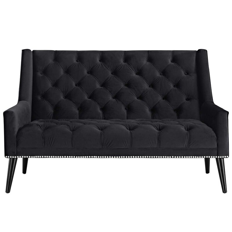 Modway Peruse Velvet Loveseat in Black image number 3
